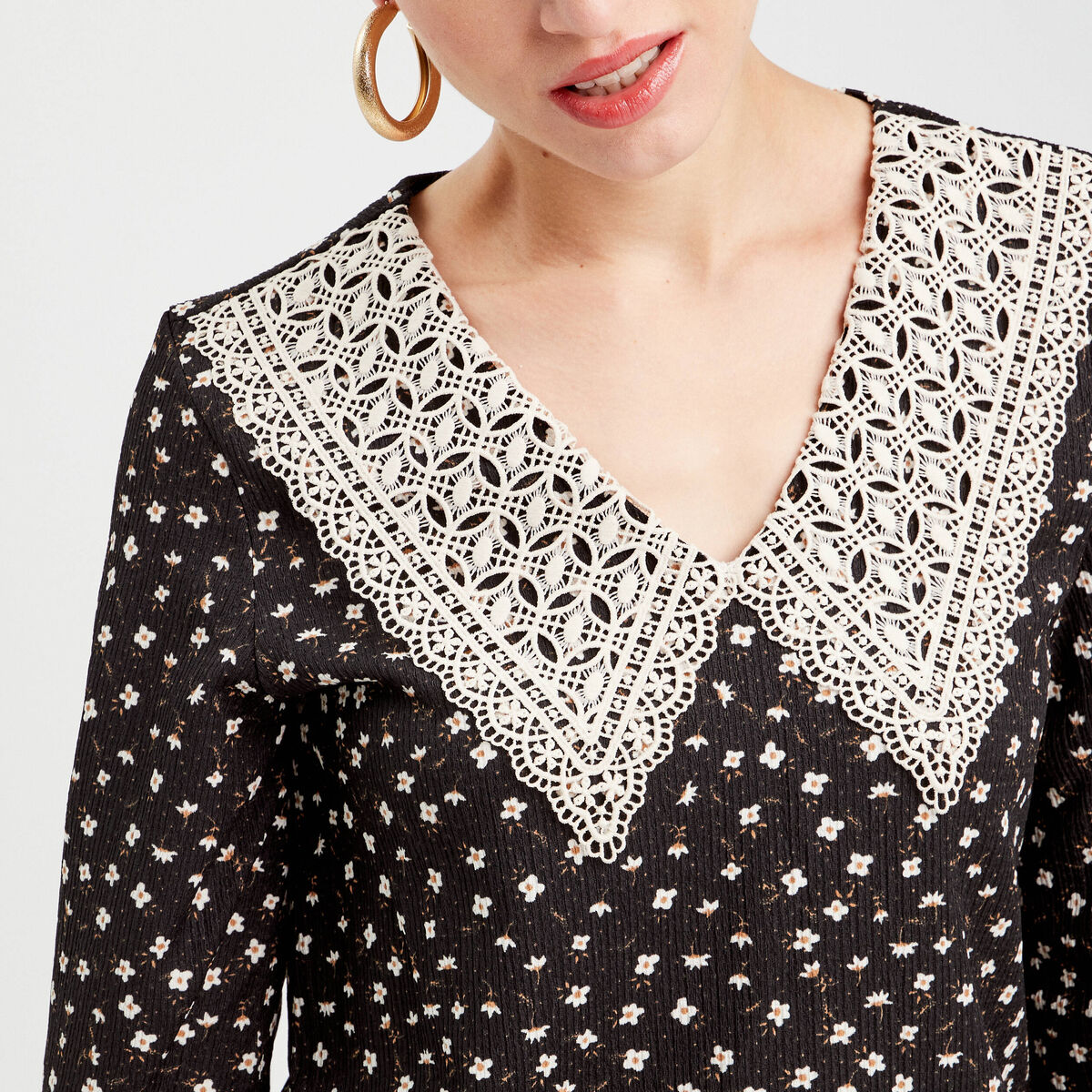 Blouse manches longues noir femme