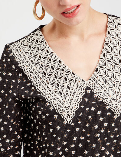 Blouse manches longues noir femme