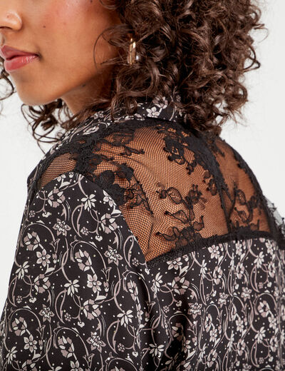 Chemise avec dentelle noir femme