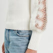 Pull manches longues dentelle ecru femme