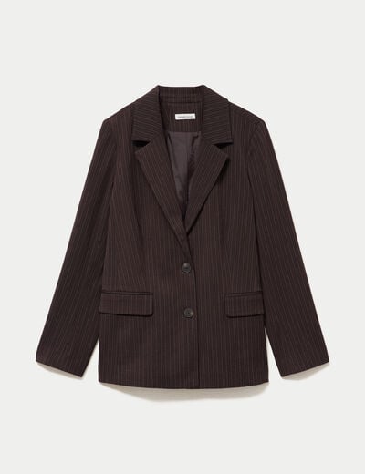 Blazer col classique manches longues marron femme