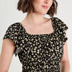Robe évasée manches courtes noir femme