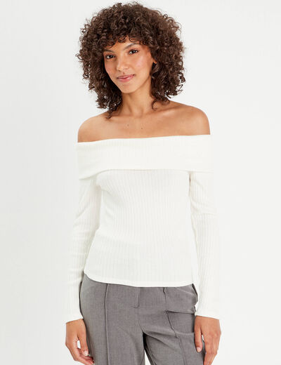 T-shirt manches longues ecru femme