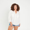 Chemise manches 3/4 contenant du lin ecru femme