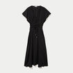 Robe longue &eacute;vas&eacute;e col v satin&eacute;e noir femme