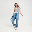 Pull manches courtes col polo blanc femme