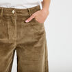 Pantalon bootcut en velours vert kaki femme