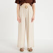 Pantalon large avec ceinture amovible beige femme