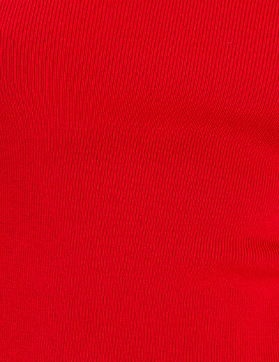 T-shirt manches courtes col polo rouge femme