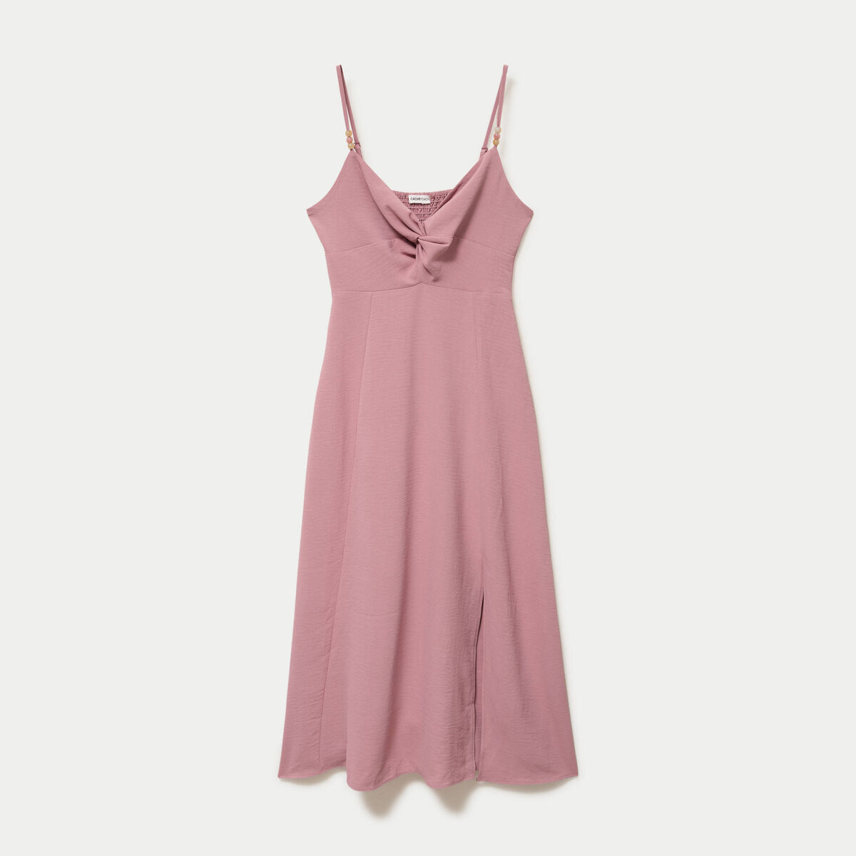 Robe longue &eacute;vas&eacute;e fendue vieux rose femme