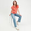 Chemise manches courtes orange femme