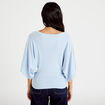 Pull ample manches courtes col rond bleu ciel femme