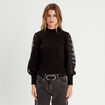 Pull manches longues dentelle noir femme