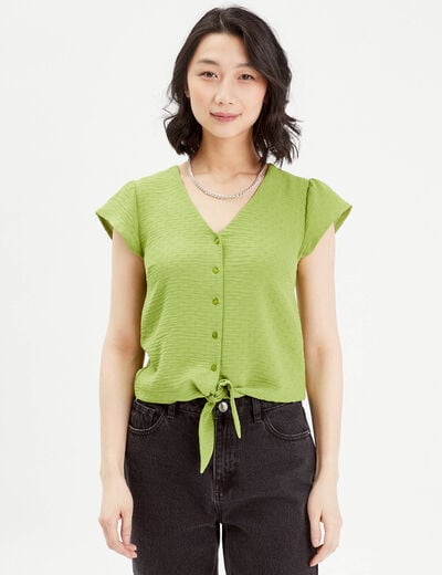 Blouse manches courtes vert anis femme