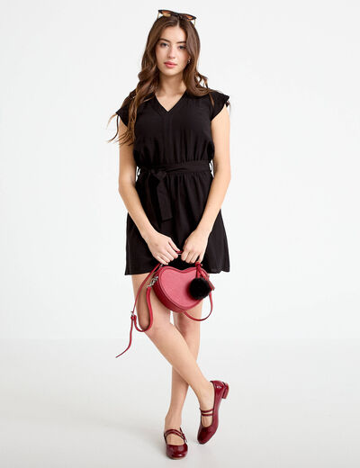 Combishort fluide noir femme