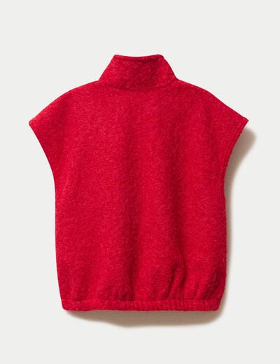 Gilet sans manches col montant rouge femme