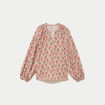 Blouse ample col v manches longues blanc femme