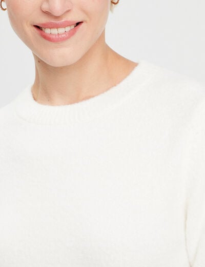Pull manches 3/4 ecru femme