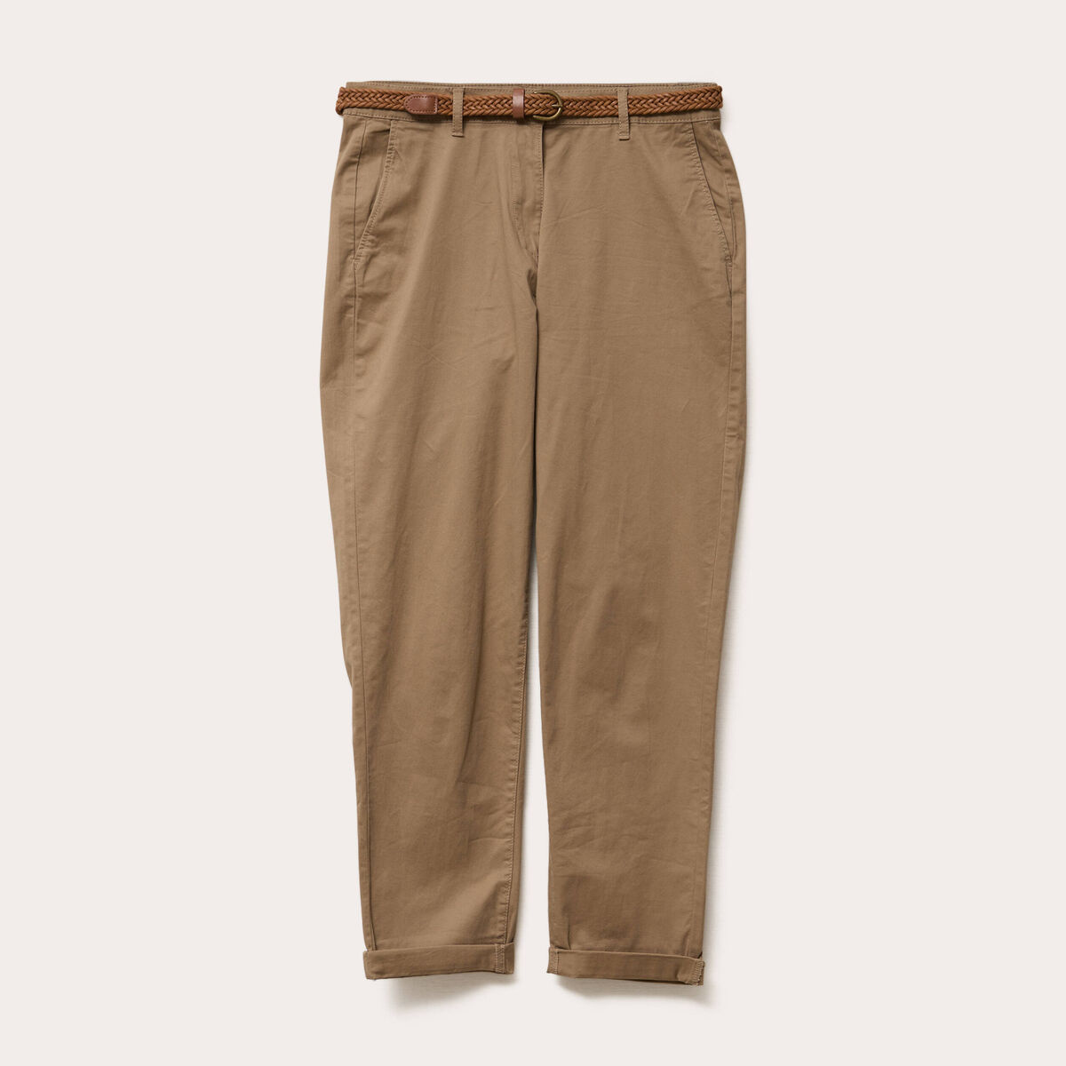 Pantalon chino 7/8&egrave;me beige femme