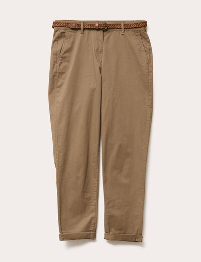 Pantalon chino 7/8ème beige femme