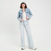 Veste zipp&eacute;e en jean denim stone femme