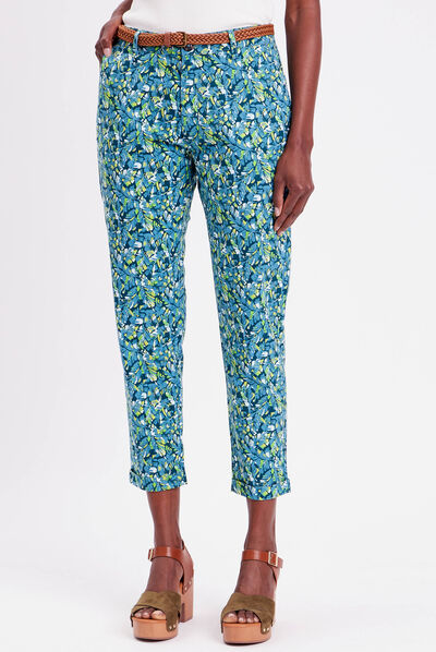 Pantalon chino slim 7/8ème bleu femme