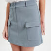 Jupe-short droite poches rabat bleu gris femme