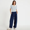 Pantalon barrel taille standard bleu marine femme
