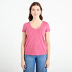 T-shirt col v manches courtes vieux rose femme