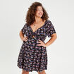 Robe évasée manches courtes noir femme