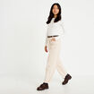 Pantalon barrel ceinture amovible ecru femme