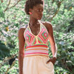 D&eacute;bardeur crochet cropped multicolore femme