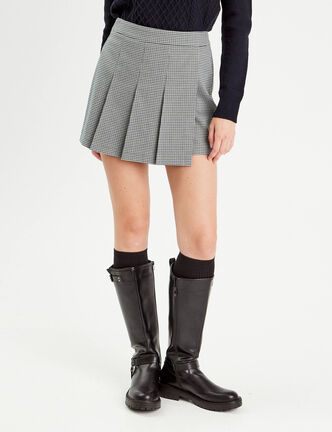 Jupe-short évasée plissée blanc femme