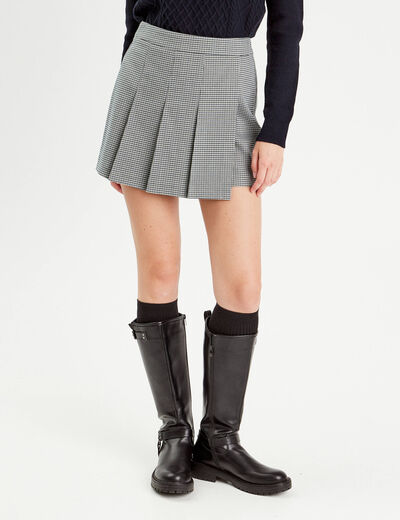 Jupe-short évasée plissée blanc femme