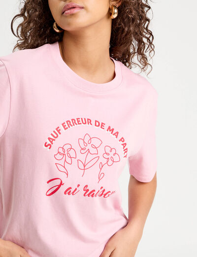 T-shirt manches courtes rose poudrée femme