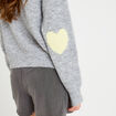 Gilet ample col rond manches longues gris clair femme