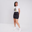 Jupe droite denim noir enduit femme