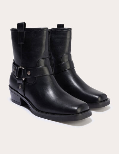 Bottines bout carr&eacute; noir femme