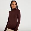 T-shirt uni &agrave; manches longues marron fonc&eacute; femme