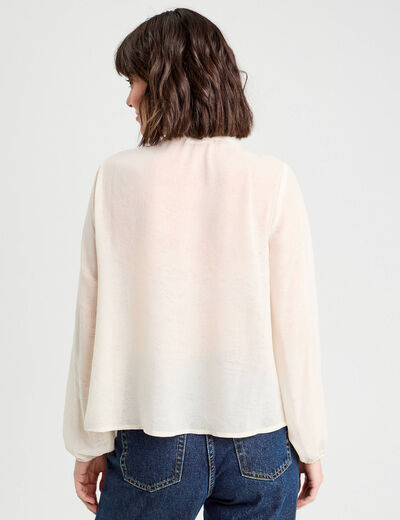 Blouse avec volants sable femme