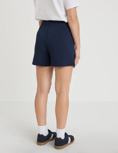 Jupe-short droite fentes bleu marine femme