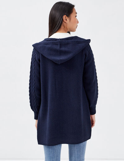 Gilet manches longues bleu marine femme