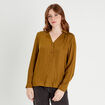 Chemise manches longues satin vert olive femme