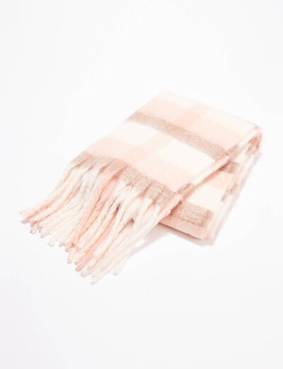 &Eacute;charpe avec franges ecru femme