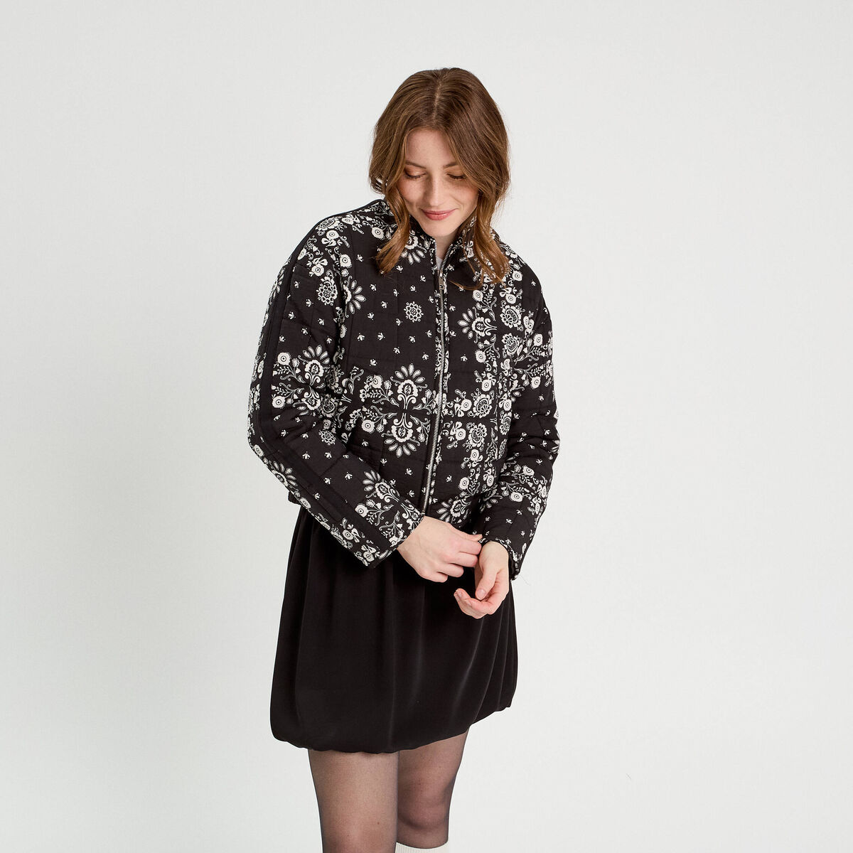 Veste matelass&eacute;e zipp&eacute;e noir femme