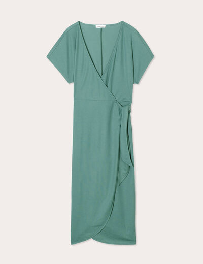 Robe midi portefeuille vert foncé femme