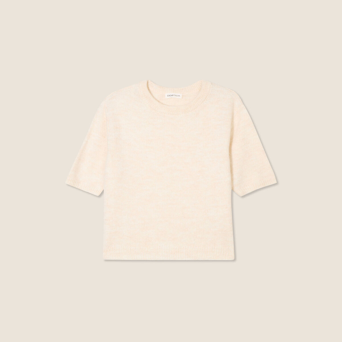 Pull manches courtes sable femme