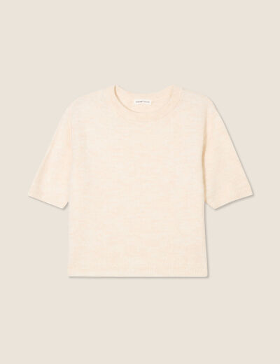 Pull manches courtes sable femme