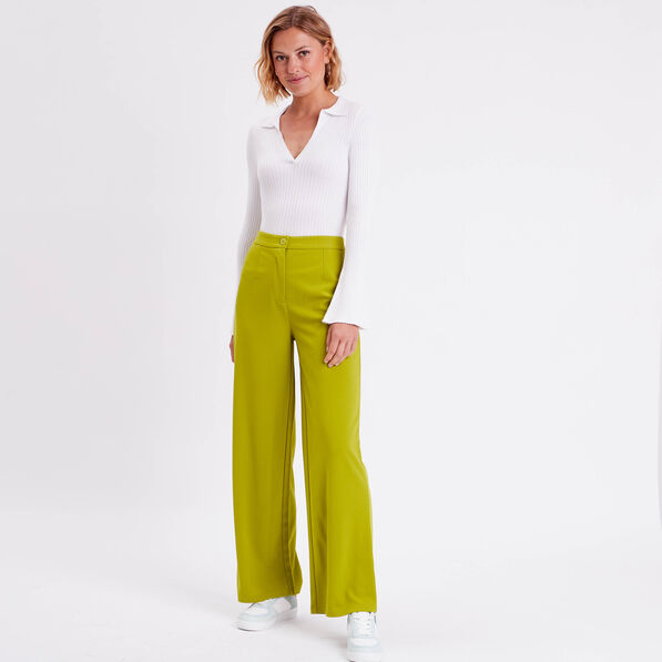 pantalon large vert olive femme Pantalon large vert olive femme