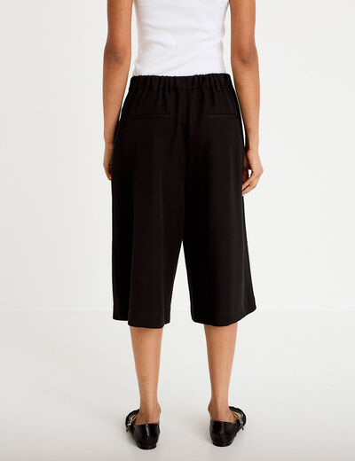 Bermuda large taille haute noir femme